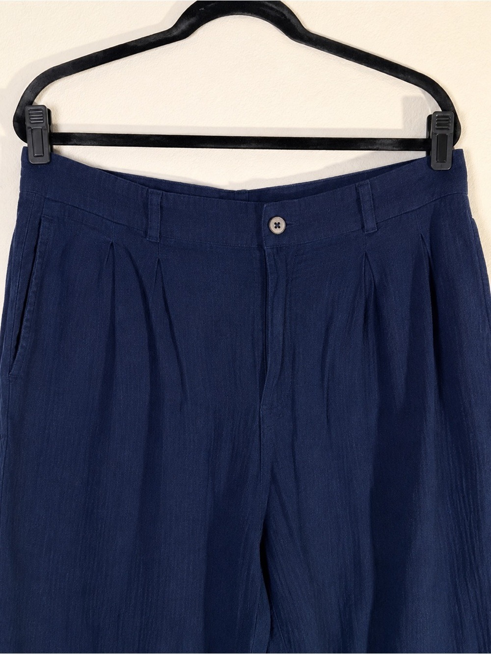 Halara Navy Pleated Tapered Crop Pants XL Cotton NWT - Picture 6 of 8